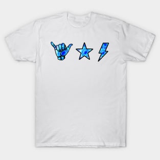 blue tye dye shaka, star and lightning sticker pack T-Shirt